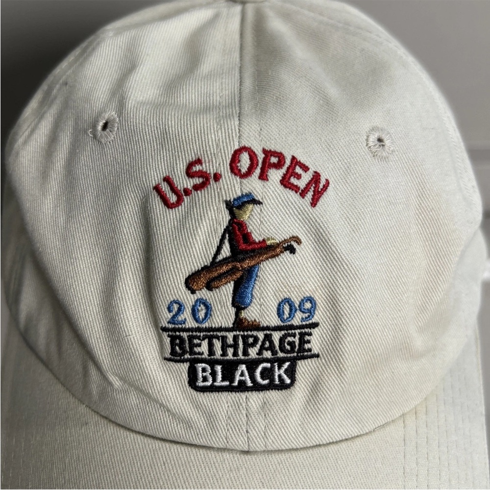 2009 US Open Bethpage Black Golf Hat USGA Member Cap Beige Adjustable PGA Major - Picture 2 of 8